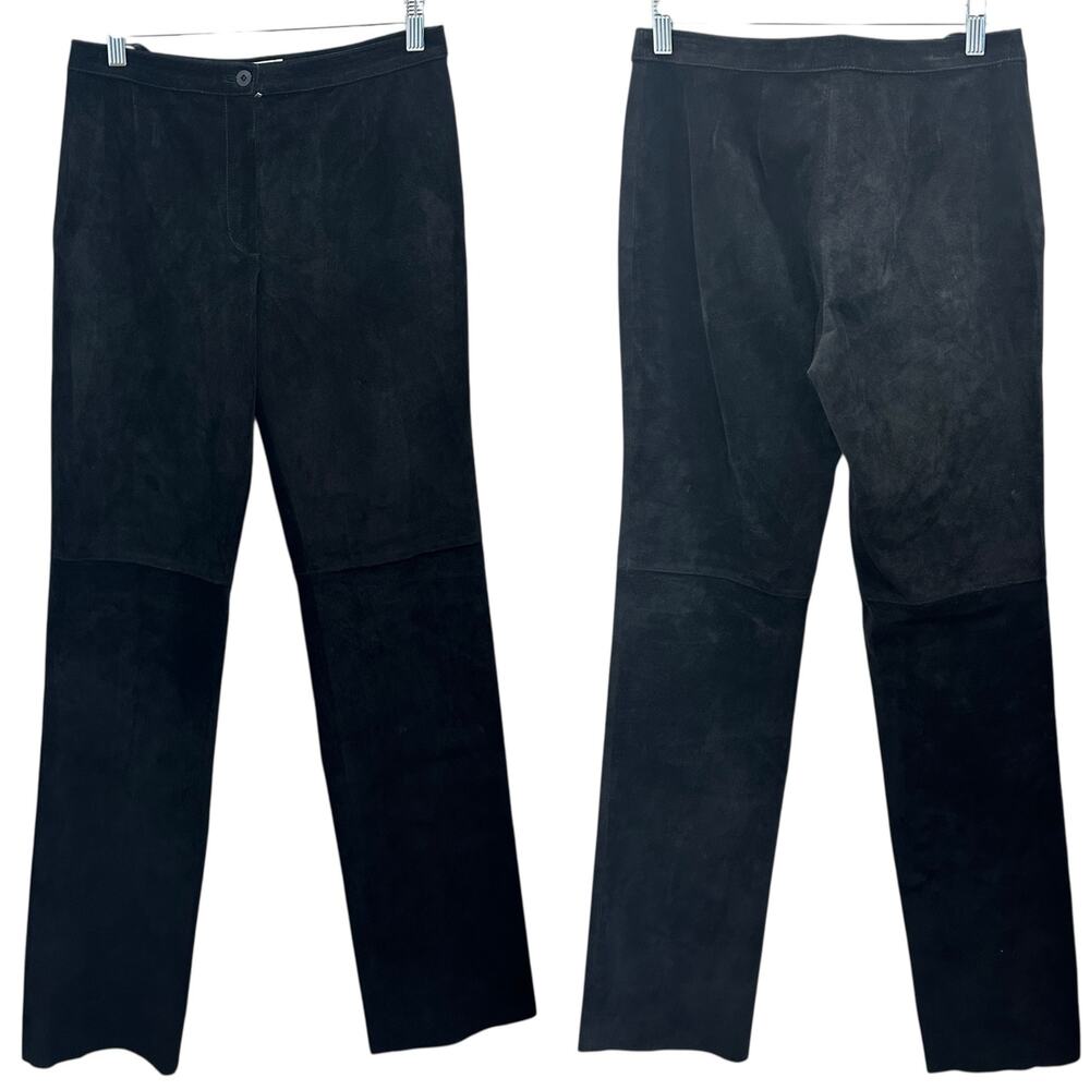 Doncaster Vintage Y2K Black Suede Leather Flare Pants Cowgirl Western Retro Boho